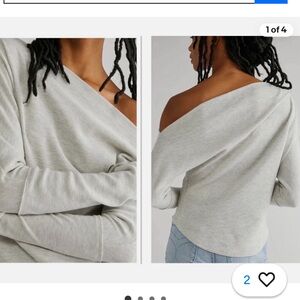 We The Free GiGi Gray Off-the-Shoulder Ribbed Women’s Top, Sz Xsmall